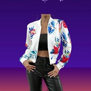 NWOT Plus Size 1x Floral Zipper Bomber Jackets Lightweight